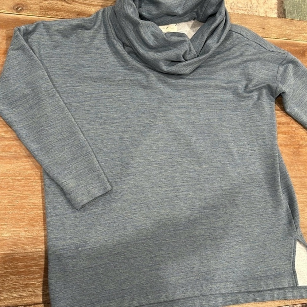 Lou & Grey Heathered Blue Cowl Neck Top - Picture 2 of 8